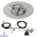 American Fireglass 12 In. Round Stainless Steel Flat Pan With Spark Ignition Kit - Natural Gas SS-RFPKIT-N-12